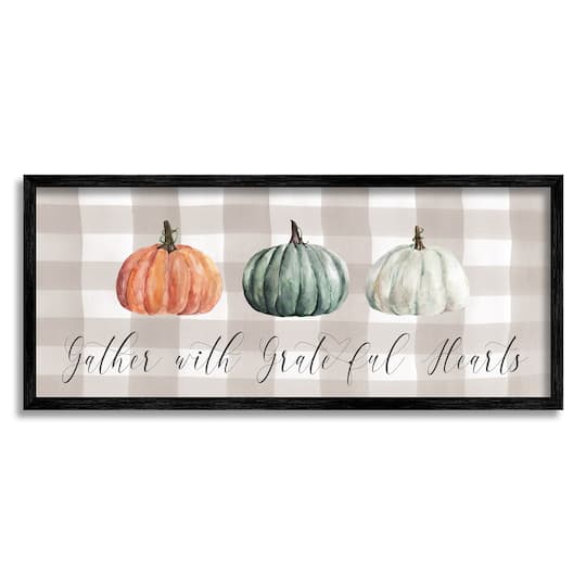 Stupell Industries Tartan Gather Fall Phrase Framed Giclee Art